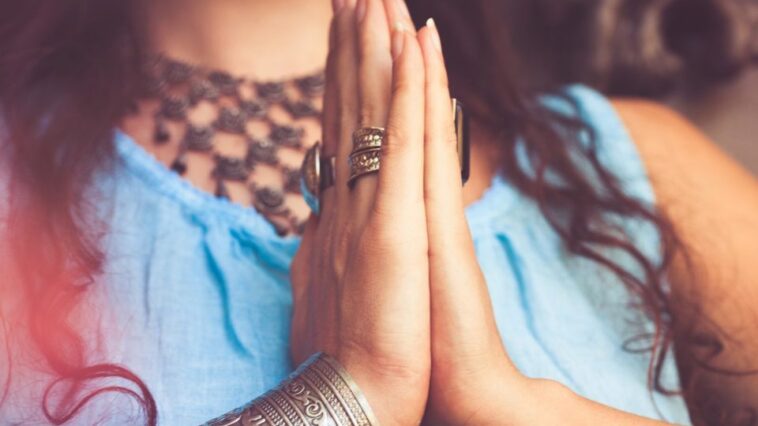 The picture showing the sign how the greetings(Namaste) we do.