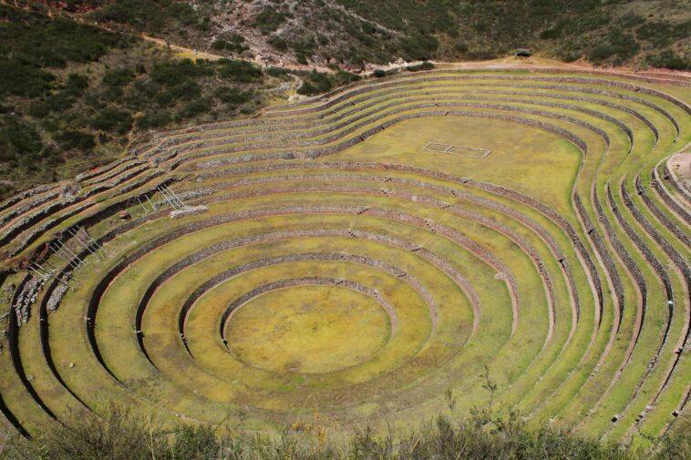 Explore the ancient Inca agricultural terraces, a marvel of engineering in the Peruvian Andes.