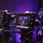 Capture of a video interview scene with professional camera equipment.