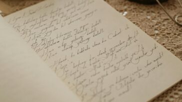 Beautiful close-up of handwritten calligraphy on vintage paper with delicate patterns.